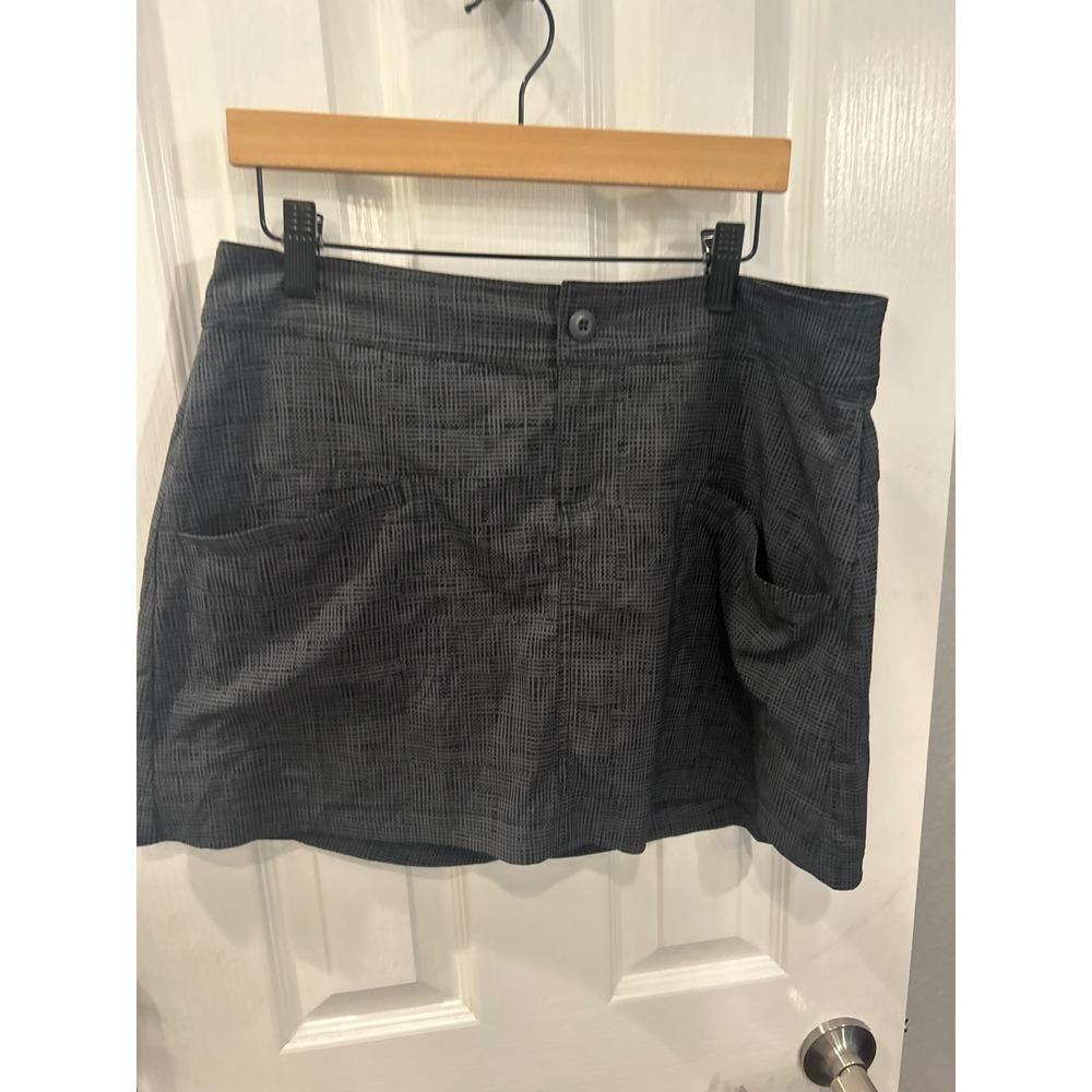 Prana Skort Gray Geometric Grid Active Outdoor Hiking Skirt Womens 4